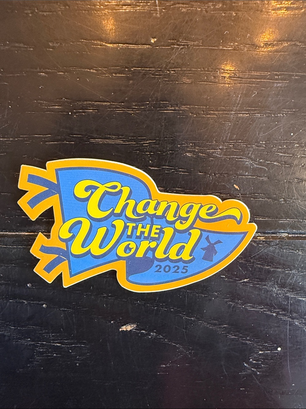 Dutch Bros Change The World 2025 Sticker - Blue & Yellow